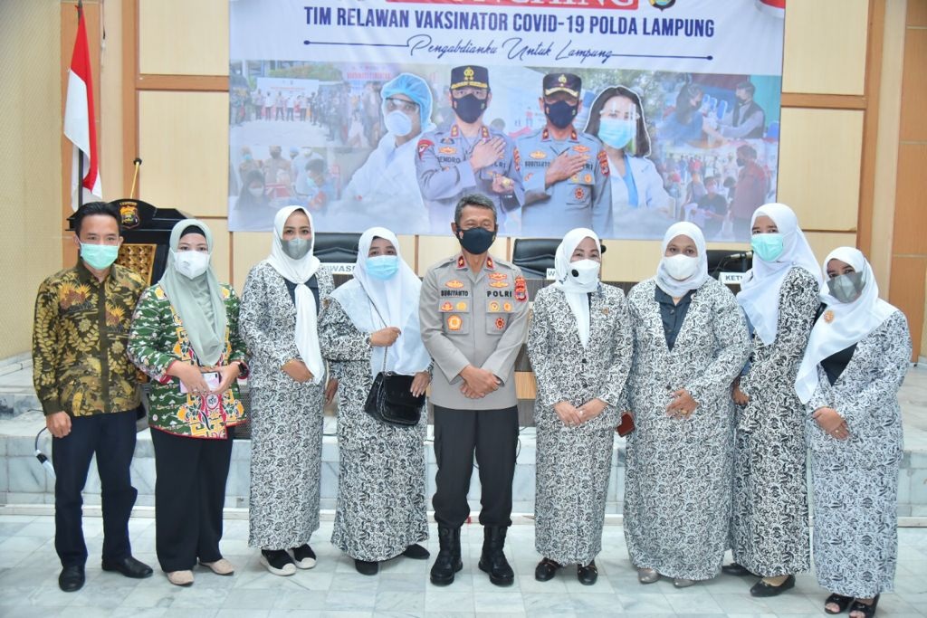 Polda Lampung Launching 108 Tim Relawan Vaksinator Covid-19