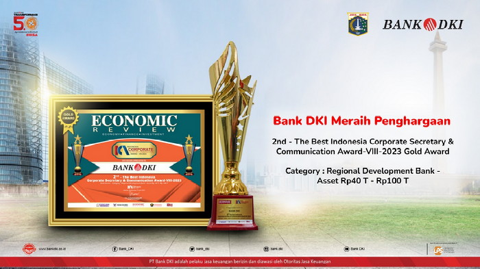 Berhasil Jaga Citra Positif, Bank DKI Raih Indonesia Corporate Secretary & Communication Award 2023