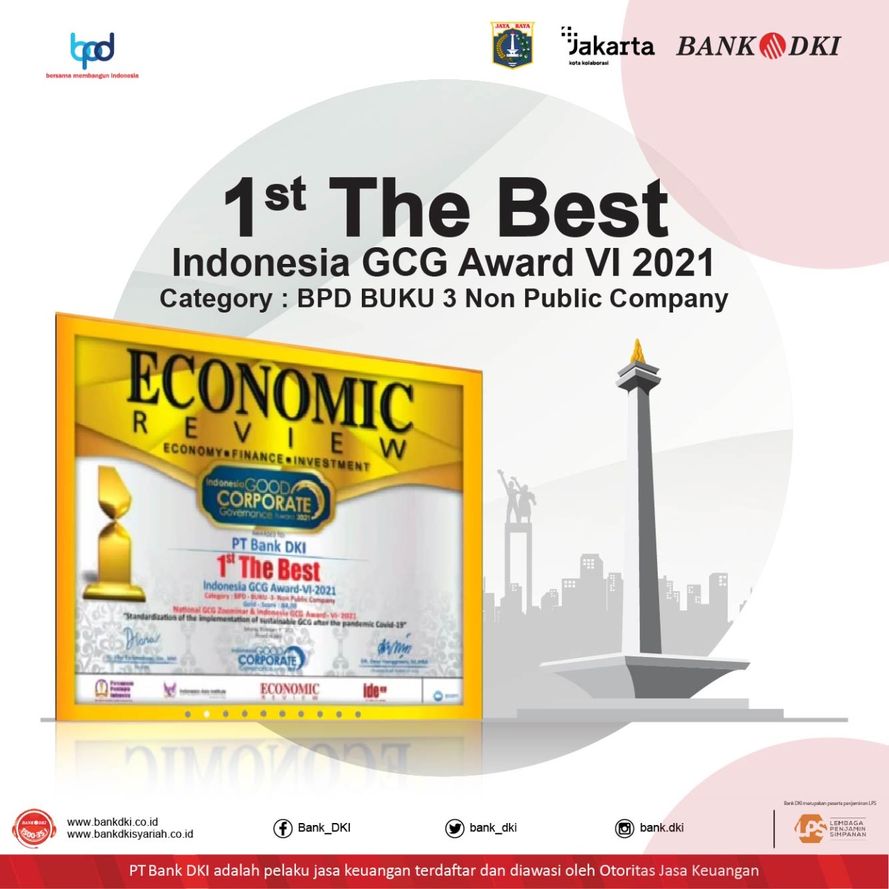 Bank DKI Raih The Best Indonesia GCG Award 2021