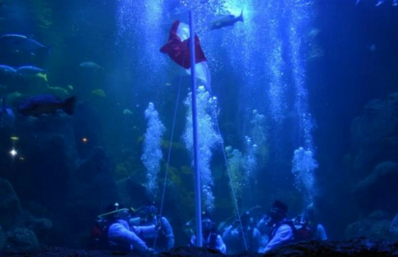 Merah Putih Kembali Dikibarkan Di Aquarium Ancol