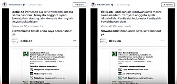 Akun instagram @detik.co Akan dilaporkan Ridwan Kamil Terkait Syiah