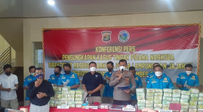 Polda Lampung Dalam Kurun Waktu 9 Bulan Berhasil Gagalkan Ratusan Kilogram Narkoba