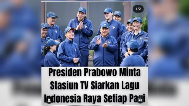 Prabowo Minta Stasiun TV Siarkan Lagu Indonesia Raya Setiap Pukul 6 Pagi