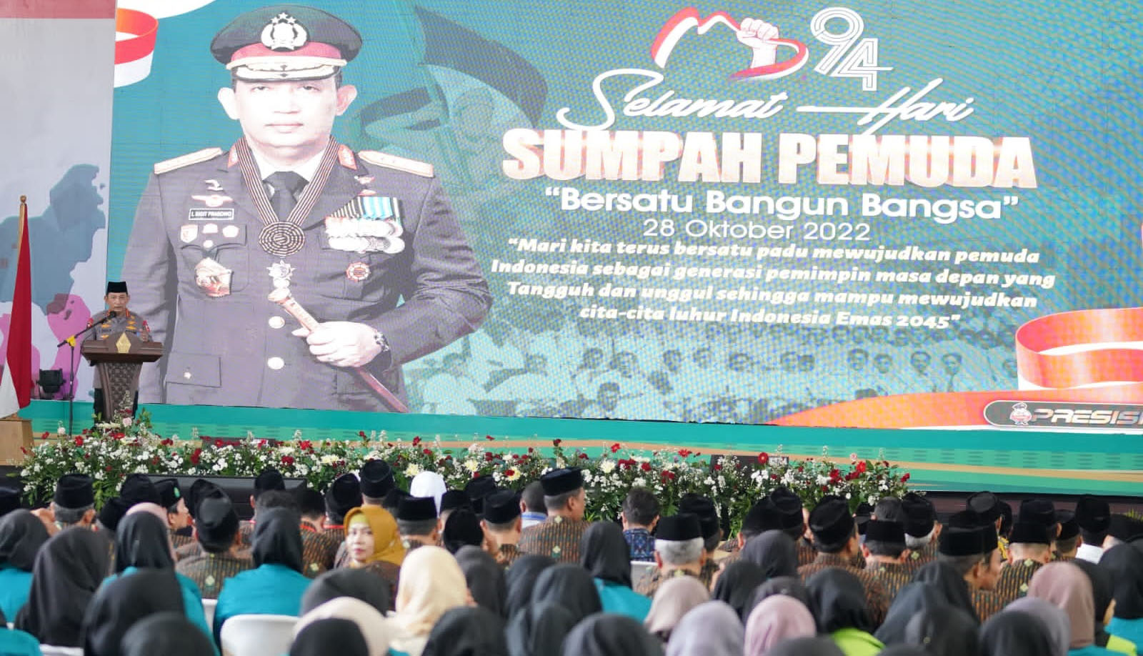 Kapolri memberikan Orasi dalam Acara Hari Sumpah Pemudah, Bertajuk "Bersatu Bangun Bangsa"