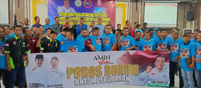 Poros Buruh Untuk Perubahan di Jambi Pastikan Kemenangan Mutlak Bagi Pasangan AMIN.