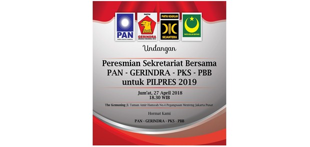 Gerindra, PKS dan PAN Resmikan Sekretariat Bersama Pemenangan Prabowo