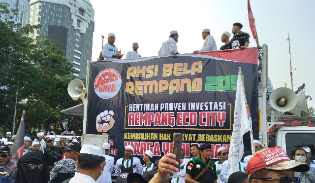 Di Aksi GNPR di Patung Kuda, Warga Riau di Jakarta Minta DPR Bentuk TPF Kasus Rempang