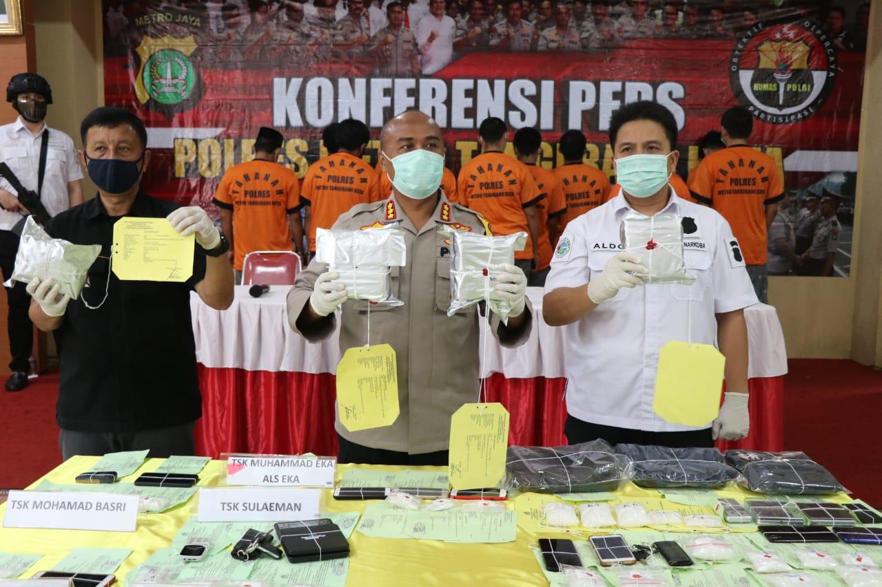 Hasil Pengembangan, Polrestro Tangerang Kota Amankan 6 Kg Sabu dari 12 Tersangka